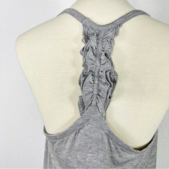 NEW Chaser Ruffle Racerback Grey Tank Size M - Picture 3 of 7